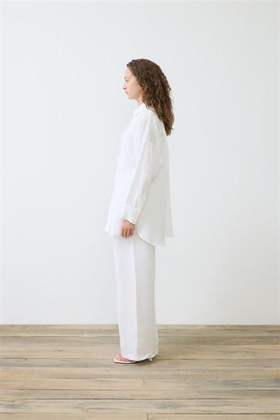 NATURAL 100% LINEN PANTS SET WHITE