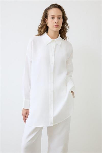 NATURAL 100% LINEN PANTS SET WHITE