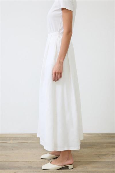 NATURAL 100% LINEN PLEATED SKIRT WHITE