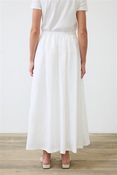NATURAL 100% LINEN PLEATED SKIRT WHITE