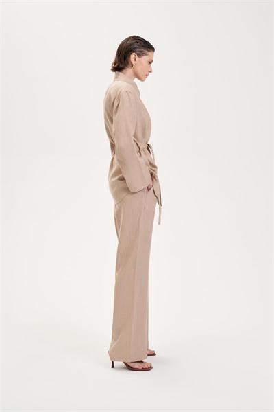 NATURAL 100% LINEN POCKET DETAILED SET CAMEL