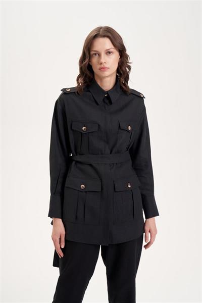 NATURAL 100% LINEN SAFARI SET BLACK