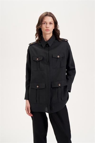 NATURAL 100% LINEN SAFARI SET BLACK