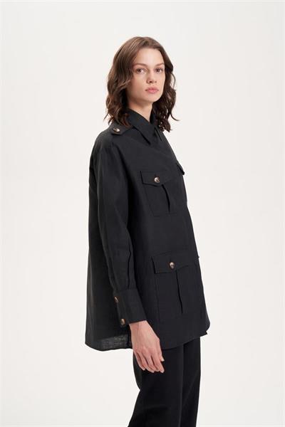 NATURAL 100% LINEN SAFARI SET BLACK