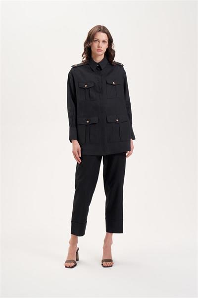 NATURAL 100% LINEN SAFARI SET BLACK