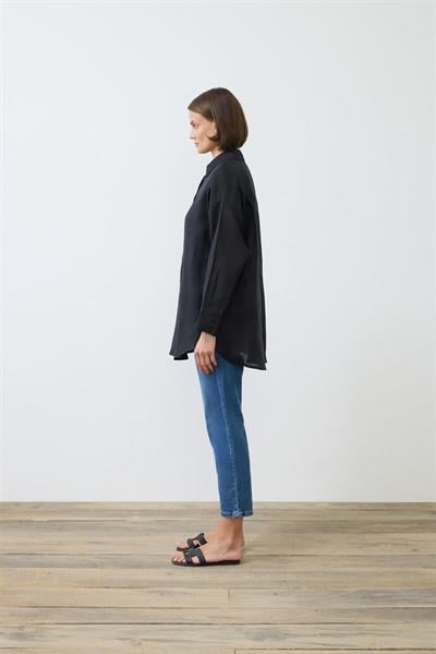 NATURAL 100% LINEN SHIRT BLACK