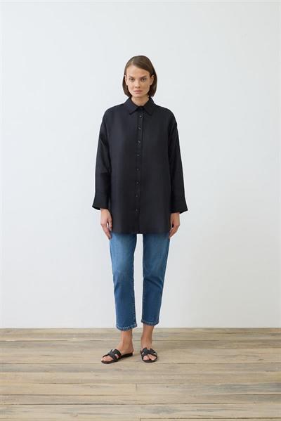 NATURAL 100% LINEN SHIRT BLACK