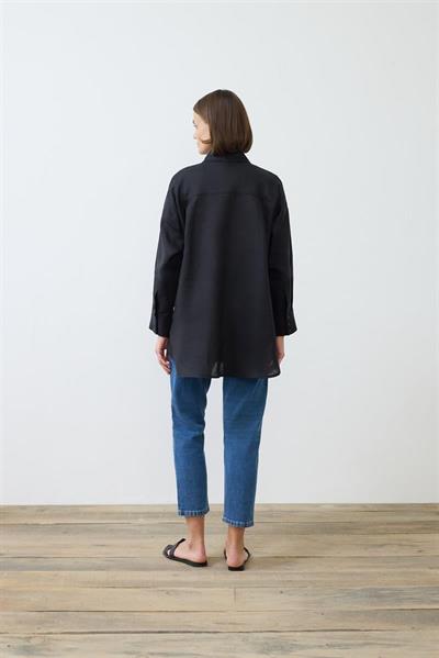 NATURAL 100% LINEN SHIRT BLACK