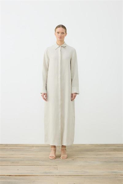 NATURAL 100% LINEN SHIRT DRESS NATURAL