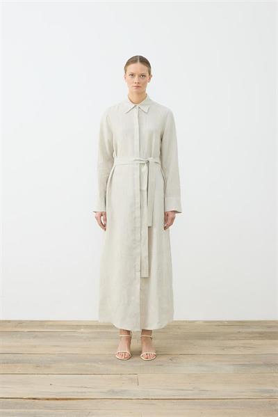 NATURAL 100% LINEN SHIRT DRESS NATURAL