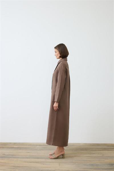 NATURAL 100% LINEN SHIRT DRESS TAUPE