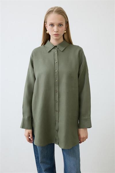 NATURAL 100% LINEN SHIRT KHAKI