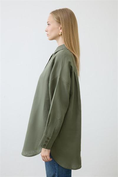 NATURAL 100% LINEN SHIRT KHAKI