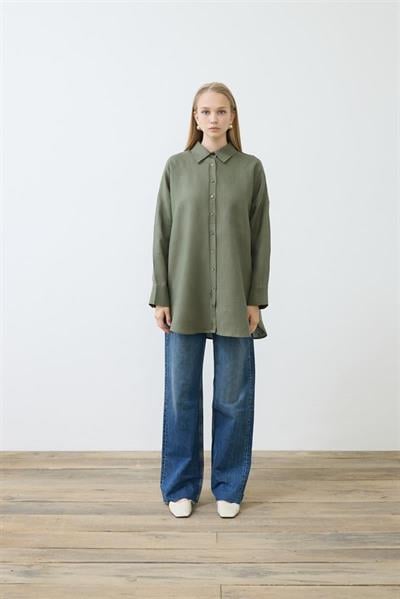 NATURAL 100% LINEN SHIRT KHAKI
