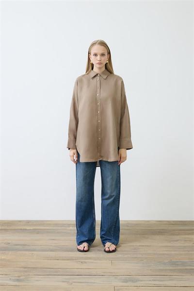 NATURAL 100% LINEN SHIRT TAUPE