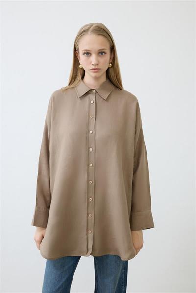 NATURAL 100% LINEN SHIRT TAUPE
