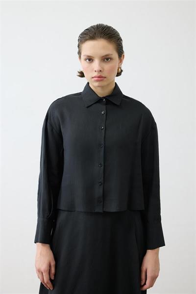 NATURAL 100% LINEN SKIRT SET BLACK