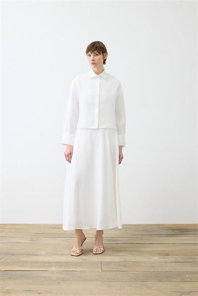 NATURAL 100% LINEN SKIRT SET WHITE