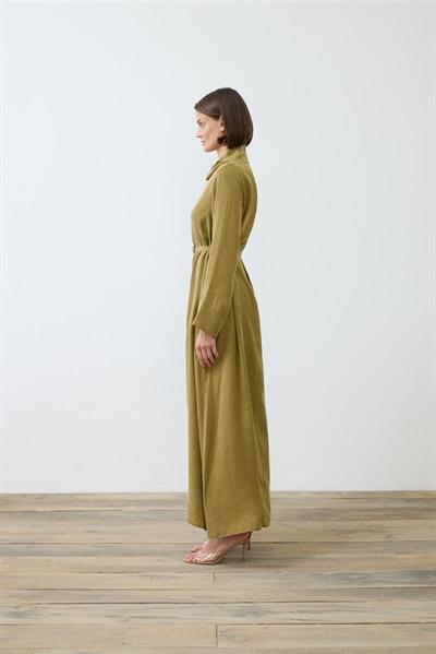 NIVA WASHED SILK HIGH NECK DRESS GREEN