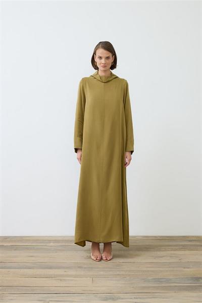 NIVA WASHED SILK HIGH NECK DRESS GREEN