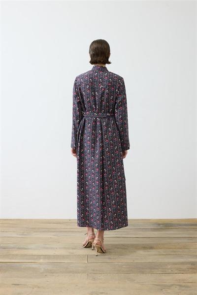 NOIR PATTERNED LIGHT GABARDINE SHIRT DRESS NAVY BLUE