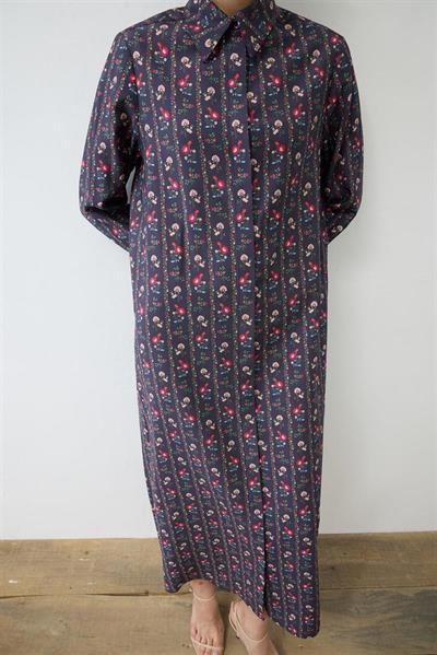 NOIR PATTERNED LIGHT GABARDINE SHIRT DRESS NAVY BLUE