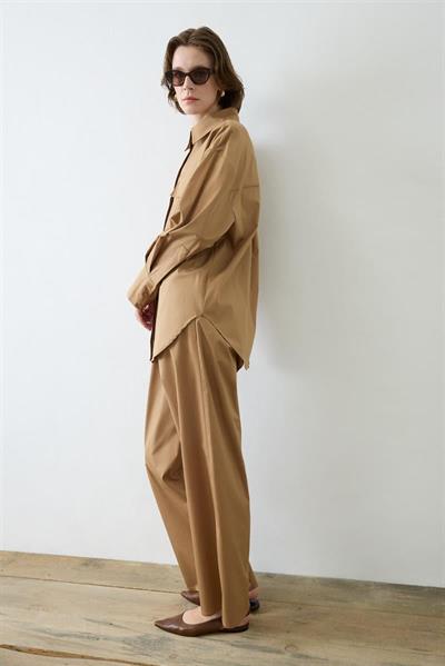 NOVA PAPER TOUCH COTTON SHIRT WITH POCKETS CAMEL