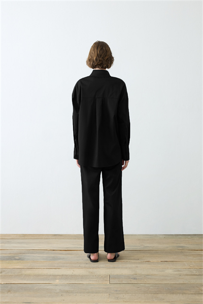 NOVA PAPER TOUCH COTTON SHIRT WITH POCKETS BLACK