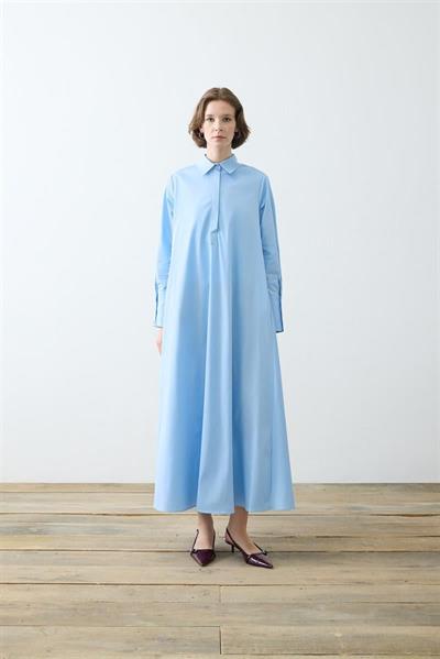 NOVA PAPER TOUCH POPLIN LOOSE FIT DRESS BABY BLUE