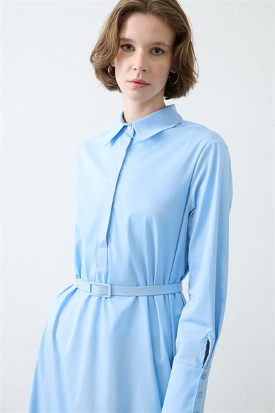 NOVA PAPER TOUCH POPLIN LOOSE FIT DRESS BABY BLUE
