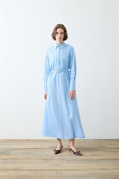 NOVA PAPER TOUCH POPLIN LOOSE FIT DRESS BABY BLUE