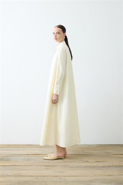 NOVA PAPER TOUCH POPLIN LOOSE FIT DRESS ECRU