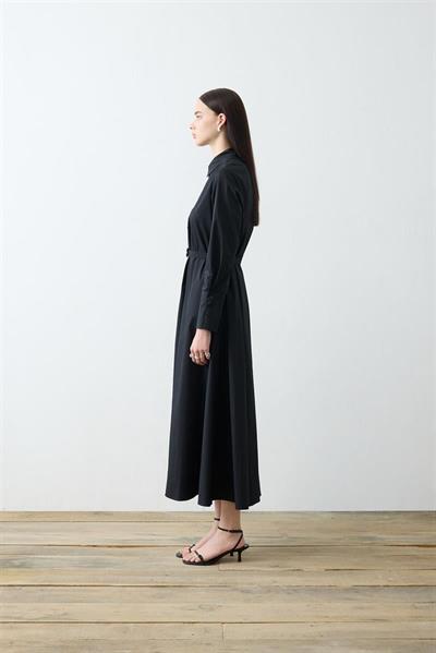 NOVA PAPER TOUCH POPLIN LOOSE FIT DRESS BLACK