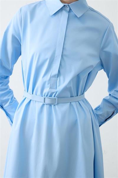 NOVA PAPER TOUCH POPLIN LOOSE FIT DRESS BABY BLUE