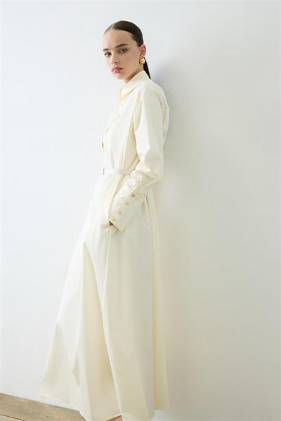 NOVA PAPER TOUCH POPLIN LOOSE FIT DRESS ECRU