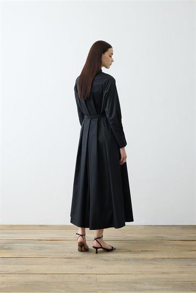 NOVA PAPER TOUCH POPLIN LOOSE FIT DRESS BLACK