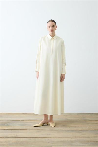 NOVA PAPER TOUCH POPLIN LOOSE FIT DRESS ECRU