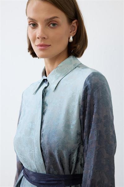 OMBRE RAYON VISCOSE SHIRT DRESS BLUE
