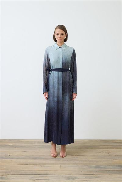 OMBRE RAYON VISCOSE SHIRT DRESS BLUE