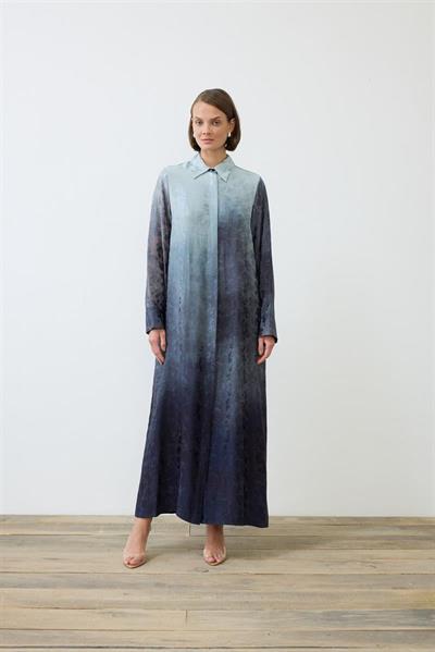 OMBRE RAYON VISCOSE SHIRT DRESS BLUE