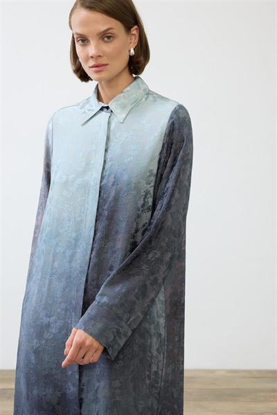 OMBRE RAYON VISCOSE SHIRT DRESS BLUE