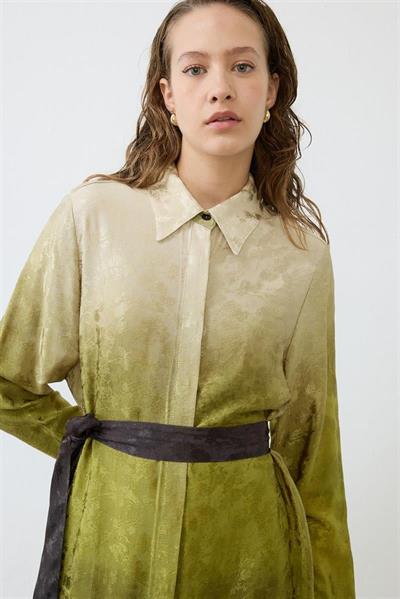 OMBRE RAYON VISCOSE SHIRT DRESS GREEN