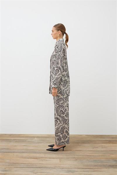 PAISLEY PATTERN TWILL PANTS SET BEIGE