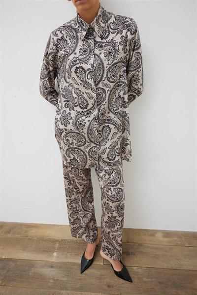 PAISLEY PATTERN TWILL PANTS SET BEIGE