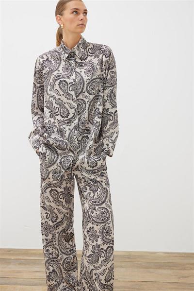 PAISLEY PATTERN TWILL PANTS SET BEIGE