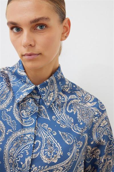 PAISLEY PATTERN TWILL PANTS SET BLUE