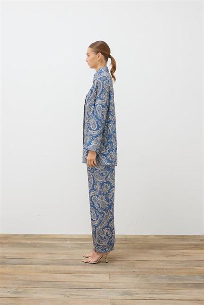 PAISLEY PATTERN TWILL PANTS SET BLUE