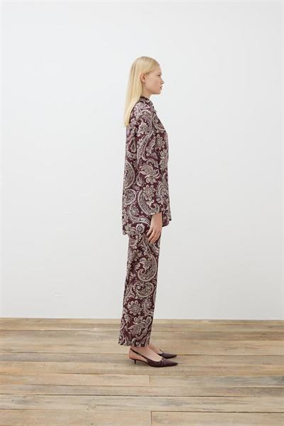PAISLEY PATTERN TWILL PANTS SET BURGUNDY
