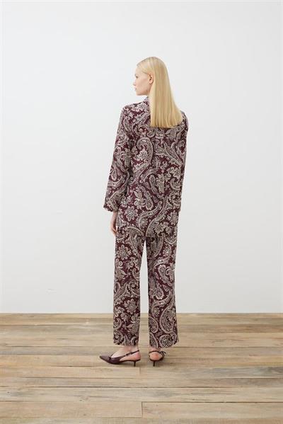 PAISLEY PATTERN TWILL PANTS SET BURGUNDY