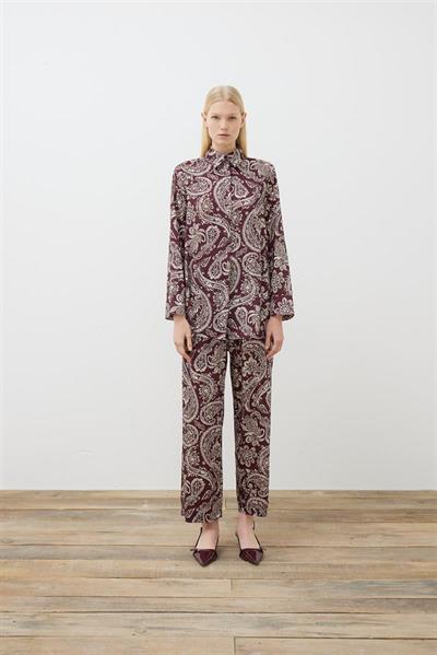 PAISLEY PATTERN TWILL PANTS SET BURGUNDY